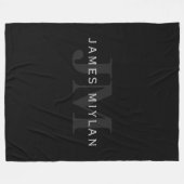 Moderne naam & monogram | Grijs & Zwart Fleece Deken (Voorkant (Horizontaal))