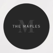Moderne naam & monogram | Grijs & Zwart Labels (Design 1)