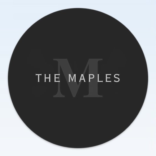 Moderne naam & monogram | Grijs & Zwart Labels
