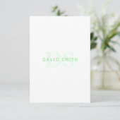 Moderne naam & Monogram | Groen & Wit Bedankkaart (Staand voorkant)