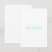 Moderne naam & Monogram | Groen & Wit Bedankkaart (Voorkant / Achterkant)