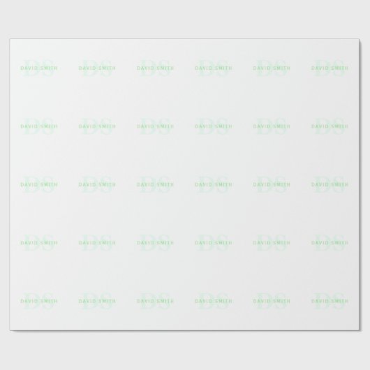 Moderne naam & Monogram | Groen & Wit Cadeaupapier (Vlak)