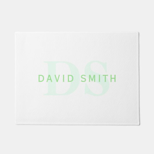Moderne naam & Monogram | Groen & Wit Deurmat (Voorkant)