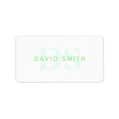 Moderne naam & Monogram | Groen & Wit Etiket (Voorkant)