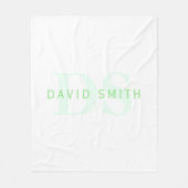 Moderne naam & Monogram | Groen & Wit Fleece Deken (Voorkant)