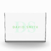 Moderne naam & Monogram | Groen & Wit Fotoblokken (Voorkant)