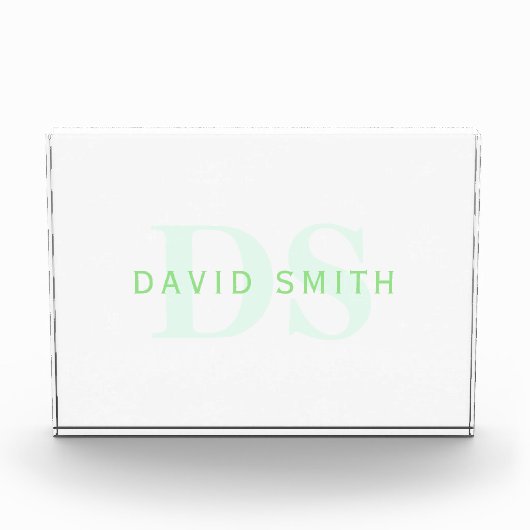 Moderne naam & Monogram | Groen & Wit Fotoblokken (Voorkant)