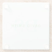 Moderne naam & Monogram | Groen & Wit Glazen Onderzetter (Achterkant)