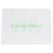 Moderne naam & Monogram | Groen & Wit Groot Cadeauzakje (Voorkant)