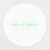 Moderne naam & Monogram | Groen & Wit Labels (Design 2)