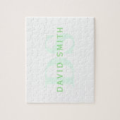 Moderne naam & Monogram | Groen & Wit Legpuzzel (Verticaal)