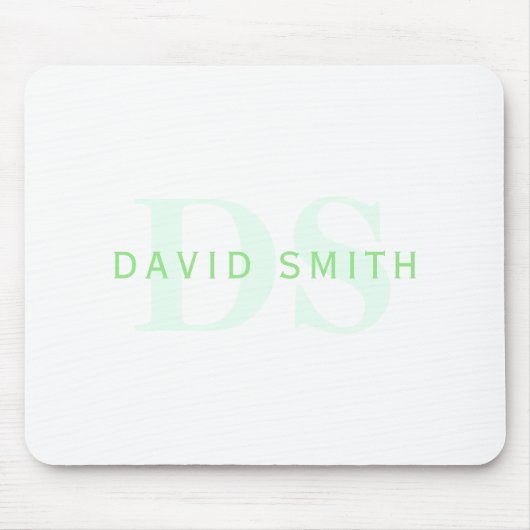 Moderne naam & Monogram | Groen & Wit Muismat (Voorkant)