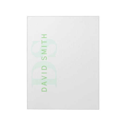 Moderne naam & monogram | Groen & Wit Notitieblok (Linkerzijde)