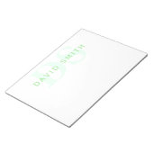 Moderne naam & monogram | Groen & Wit Notitieblok (Schuin)