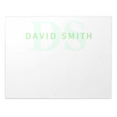 Moderne naam & monogram | Groen & Wit Notitieblok (Voorkant)