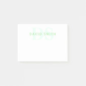 Moderne naam & Monogram | Groen & Wit Post-it® Notes (Voorkant)