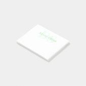 Moderne naam & Monogram | Groen & Wit Post-it® Notes (Schuin)