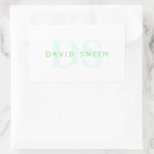 Moderne naam & Monogram | Groen & Wit Rechthoekige Sticker (Tas)