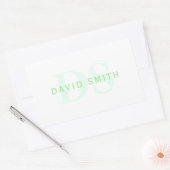 Moderne naam & Monogram | Groen & Wit Rechthoekige Sticker (Envelop)