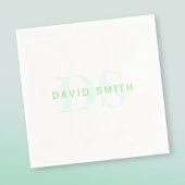 Moderne naam & Monogram | Groen & Wit Servet