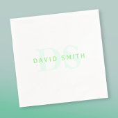 Moderne naam & Monogram | Groen & Wit Servet