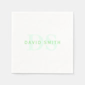 Moderne naam & Monogram | Groen & Wit Servet (Voorkant)