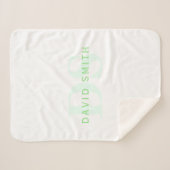 Moderne naam & Monogram | Groen & Wit Sherpa Deken (Voorkant (horizontaal))