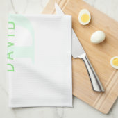 Moderne naam & Monogram | Groen & Wit Theedoek (Quarter Fold)