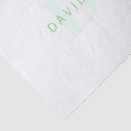 Moderne naam & Monogram | Groen & Wit Tissuepapier (Detail)
