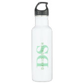 Moderne naam & Monogram | Groen & Wit Waterfles (Voorkant)