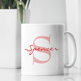 Moderne naam & Monogram Initiaal Classic Koffiemok