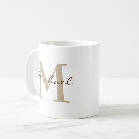 Moderne naam & Monogram Initiaal Classic Koffiemok (Voorkant links)