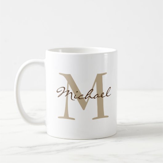Moderne naam & Monogram Initiaal Classic Koffiemok (Links)