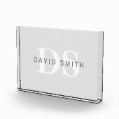 Moderne naam & Monogram | Licht & donkergrijs wit Fotoblokken (Rechts)