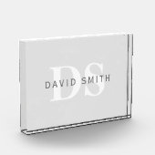 Moderne naam & Monogram | Licht & donkergrijs wit Fotoblokken (Links)