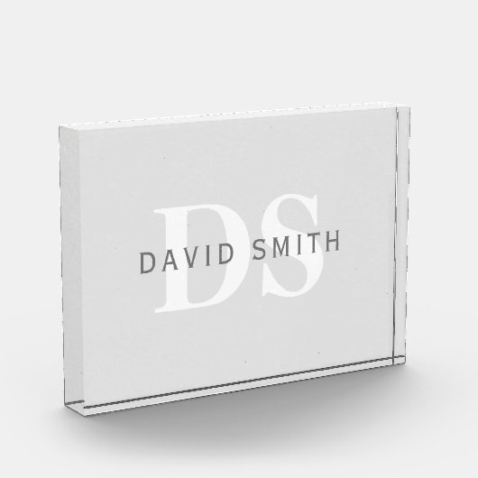 Moderne naam & Monogram | Licht & donkergrijs wit Fotoblokken (Links)