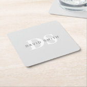 Moderne naam & Monogram | Licht & donkergrijs wit Kartonnen Onderzetters (Schuin)