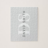 Moderne naam & Monogram | Licht & donkergrijs wit Legpuzzel (Verticaal)