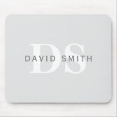 Moderne naam & Monogram | Licht & donkergrijs wit Muismat (Voorkant)