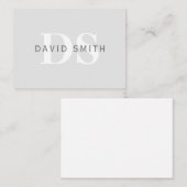 Moderne naam & Monogram | Licht & donkergrijs wit Notitiekaartje (Voorkant / Achterkant)