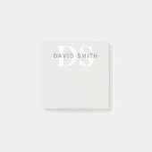 Moderne naam & Monogram | Licht & donkergrijs wit Post-it® Notes (Voorkant)