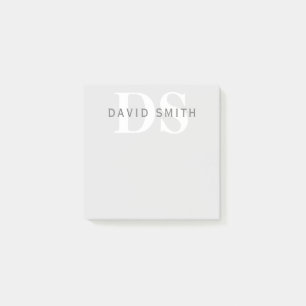 Moderne naam & Monogram   Licht & donkergrijs wit Post-it® Notes