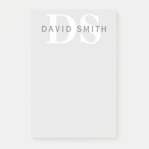 Moderne naam & Monogram   Licht & donkergrijs wit Post-it® Notes