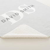 Moderne naam & Monogram | Licht & donkergrijs wit Sherpa Deken (3/4)