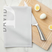 Moderne naam & Monogram | Licht & donkergrijs wit Theedoek (Quarter Fold)