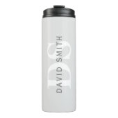 Moderne naam & Monogram | Licht & donkergrijs wit Thermosbeker (Voorkant)