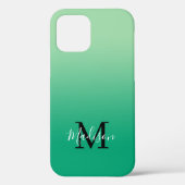 Moderne naam Monogram licht tot donkergroene gradi Case-Mate iPhone Case (Achterkant)