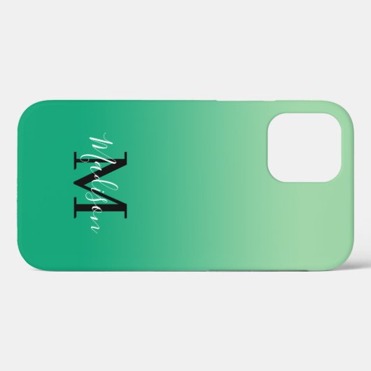 Moderne naam Monogram licht tot donkergroene gradi Case-Mate iPhone Case (Achterkant (horizontaal))