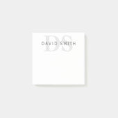 Moderne naam & Monogram | Wit, licht & donkergrijs Post-it® Notes (Voorkant)