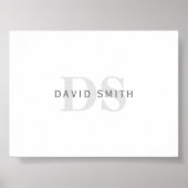 Moderne naam & Monogram | Wit, licht & donkergrijs Poster (Voorkant)